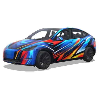 Schnell und Bunt (含有速度和色彩的赛车风格的，.) – Tesla Model Y Wrap