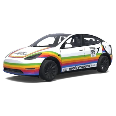 Regenbogen-Apfel-Folierung – Tesla Model Y Wrap