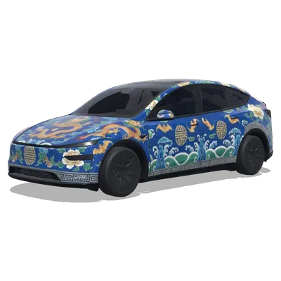 Motifs impériaux Qing (清朝皇室纹路) – covering Tesla Model Y L
