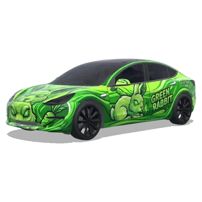 green rabbit – Tesla Model 3 wrap