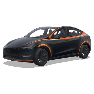Matte Black Orange Trim – Tesla Model Y wrap