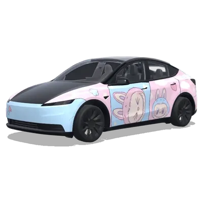 Cute Light Blue Labubu (labubu，可爱，浅色（粉蓝）为主) – Tesla Model Y wrap