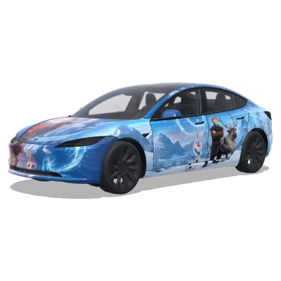 Frozen movie with Elsa and Anna – Tesla Model 3 wrap