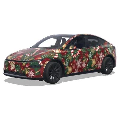 Weihnachten Rot-Grün (喜庆的圣诞主题，红绿配色，雪花、拐杖糖和节日装饰) – Tesla Model Y Wrap