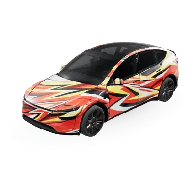 Rote Flammenstreifen (아이언맨) – Tesla Model Y L Wrap