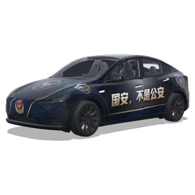 Voiture de police 国安 (车门上要写国安，不是公安) – covering Tesla Model Y