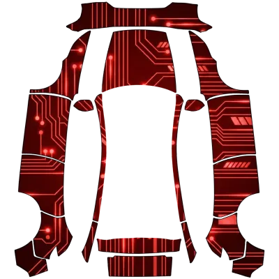 Tron Effekt Rot (Tron effect in red) – Tesla Model Y Wrap