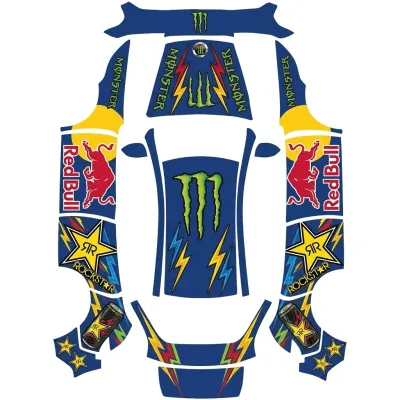 Red Bull Rockstar Monster blue – Tesla Model Y wrap