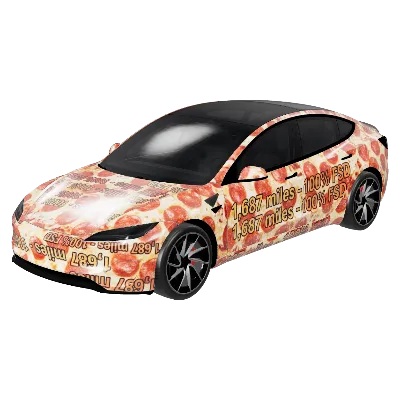 Пицца-тур (Pizza roadtrip) – оклейка Tesla Model 3