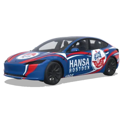 FC Hansa Rostock (FC Hansa Rostock. Colors: red, blue, white.) – covering Tesla Model 3