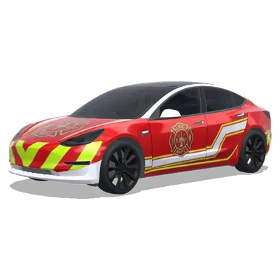紅色消防員徽章車身貼膜 – 特斯拉 Model 3 塗裝