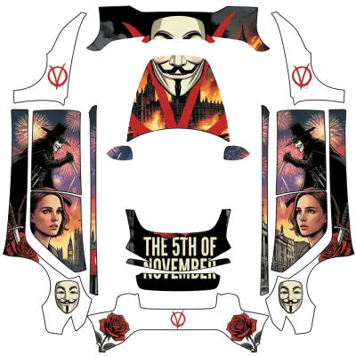 V wie Vendetta (V per vendetta) – Tesla Model 3 Wrap