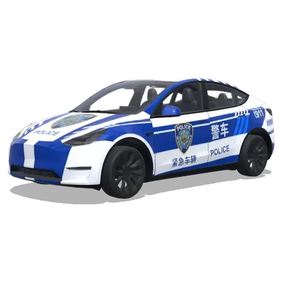 Сине-белая полицейская Tesla (警车涂装，蓝白条纹，官方徽章和紧急车辆标记) – оклейка Tesla Model Y