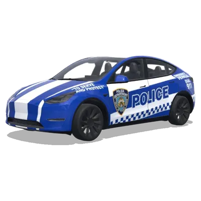 Blue White Police Stripes – Tesla Model Y wrap