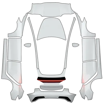 White with tail red bar – Tesla Model 3 wrap