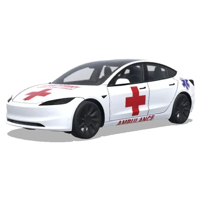 白色特斯拉紅十字救護車 – 特斯拉 Model 3 塗裝