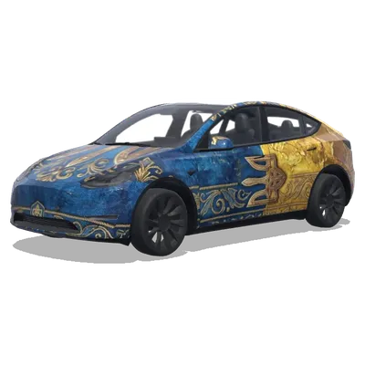 Ukrainische Flagge Tryzub – Tesla Model Y Wrap
