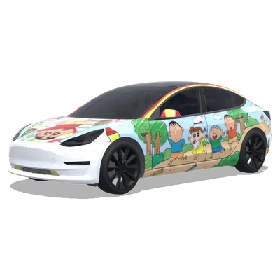 蠟筆小新戶外冒險 – 特斯拉 Model 3 塗裝