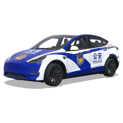 Tesla de police bleu et blanc (警车涂装，蓝白条纹，官方徽章和紧急车辆标记) – covering Tesla Model Y