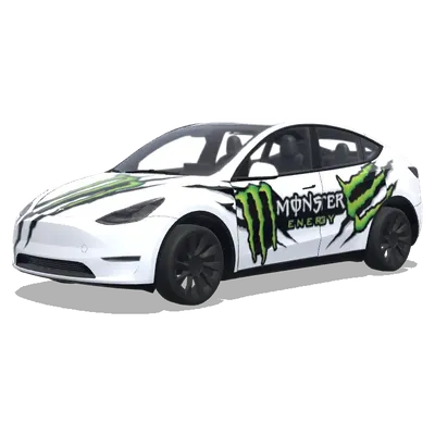 Monster Energy белый (Monster Energy logo auto soll weiß bleiben) – оклейка Tesla Model Y