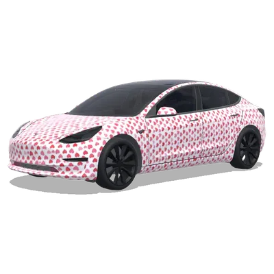 Red Pink Heart Wrap – Tesla Model 3 wrap