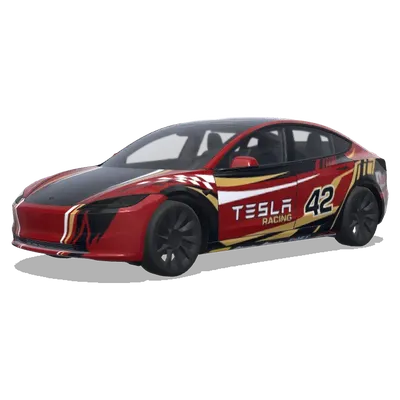 Красный гоночный Tesla 42 – оклейка Tesla Model 3