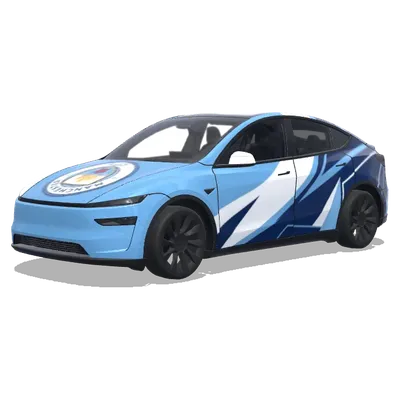 Небесно-голубой городской герб – оклейка Tesla Model Y