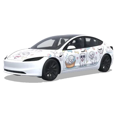 Cute Maltese dog with different poses – Tesla Model 3 wrap