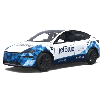 제트블루 블루 기하학적 랩 – 테슬라 Model Y 랩핑