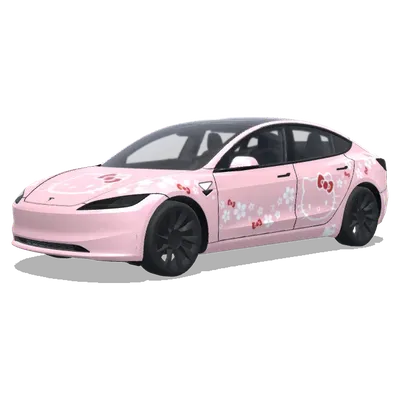 Minimalist Pink Hello Kitty – Tesla Model 3 wrap
