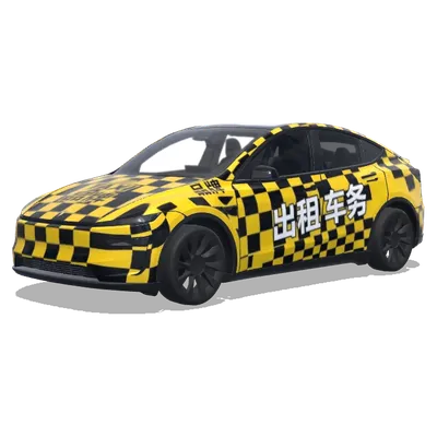 Yellow Taxi Checkered (出租车涂装，黄黑格子图案，出租车公司品牌和专业服务标记) – covering Tesla Model Y