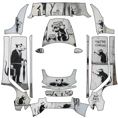 Les Rats de Banksy (The Rats of Banksy) – covering Tesla Model 3