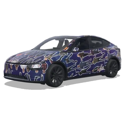 Foto-Rahmen Design (把我上传的这张照片保留人物部分，贴在四周) – Tesla Model Y Wrap