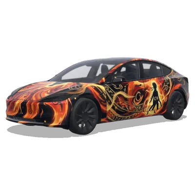 ナルト 九尾の狐形態 (Naruto themed final form with the nine tailed fox) – テスラ Model 3 ラッピング