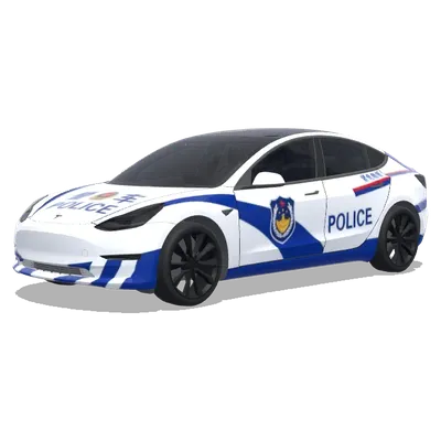 Blue Shield Police Tesla (警车涂装，蓝白条纹，官方徽章和紧急车辆标记) – Tesla Model 3 wrap