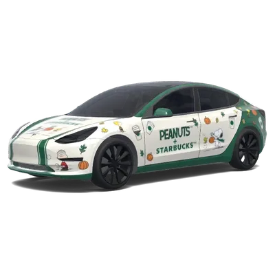 Peanuts Starbucks Grüne Folierung – Tesla Model 3 Wrap