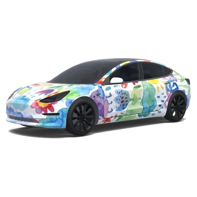 Kinder-Wasserfarben-Stil (儿童水彩画风格的皮肤.) – Tesla Model 3 Wrap