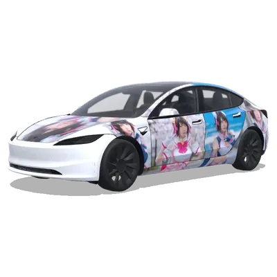 実写コスプレイヤーえなこ (実写のコスプレイヤーえなこ) – テスラ Model 3 ラッピング