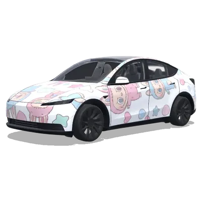 Cute Light Blue Labubu (labubu，可爱，浅色（粉蓝）为主) – Tesla Model Y wrap