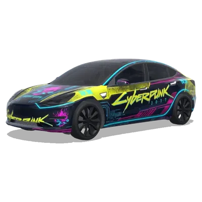 Cyberpunk 2077 Optik – Tesla Model 3 wrap