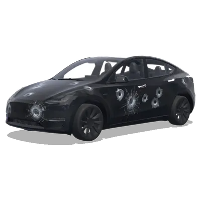 impact of gun shot – Tesla Model Y wrap