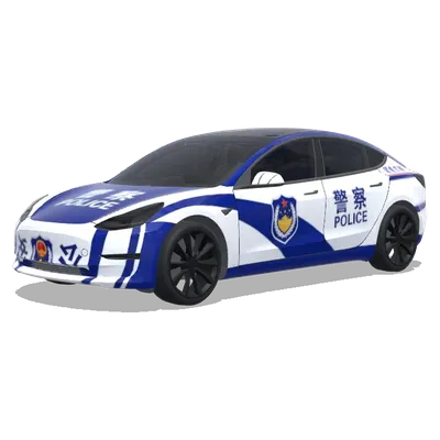 Rayures bleues de la police chinoise (警车涂装，蓝白条纹，官方徽章和紧急车辆标记) – covering Tesla Model 3