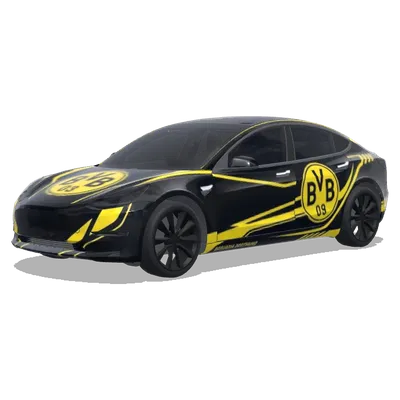 Чёрный с жёлтым BVB (schwarz mit gelben design und bvb logos) – оклейка Tesla Model 3