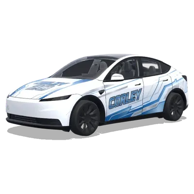 Белая Corley 20 (White with cool designs that say Corley 20) – оклейка Tesla Model Y