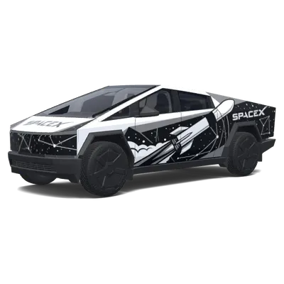 Space x. Colors: white, black. – Tesla Cybertruck wrap