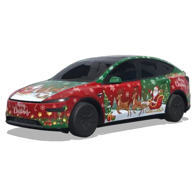 Santa’s rote Schlittenfahrt – Tesla Model Y L Wrap