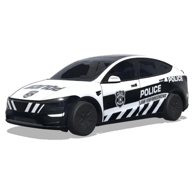 Schwarz-Weiß-Folierung im Polizei-Design mit Schild und Stre – Tesla Model Y L Wrap