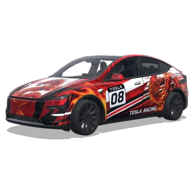 Roter Drache Rennwagen (Red dragon race cool) – Tesla Model Y Wrap