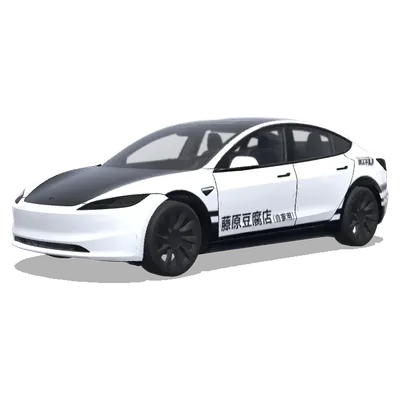 AE86藤原豆腐店 (生成ae86样式，后车门有藤原豆腐店字样，日系风格，车前盖黑色，车充电口左边有头文字DLogo小字) – テスラ Model 3 ラッピング