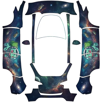 Pokémon im Nuklear-Weltraum (Pokémon in nuke space) – Tesla Model Y Wrap